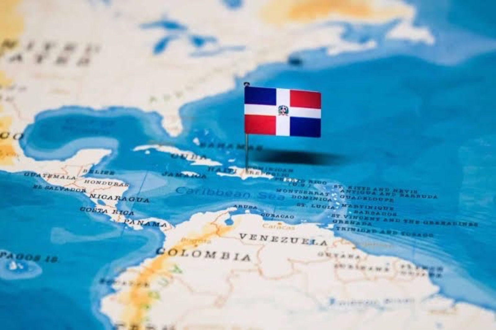 Mapa do Caribe indicando a República Dominicana